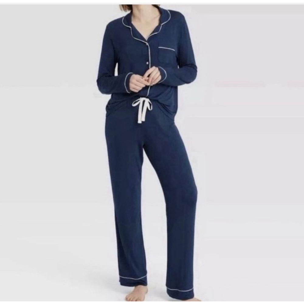 Women's Stars Above M Gray White Trim Pajama Set